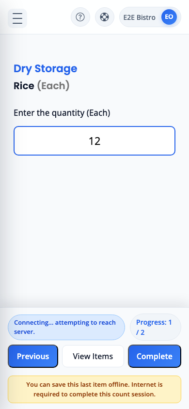 MyInvy completed inventory count screen